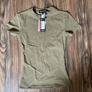 PrettyLittleThing Khaki Short Sleeve Top